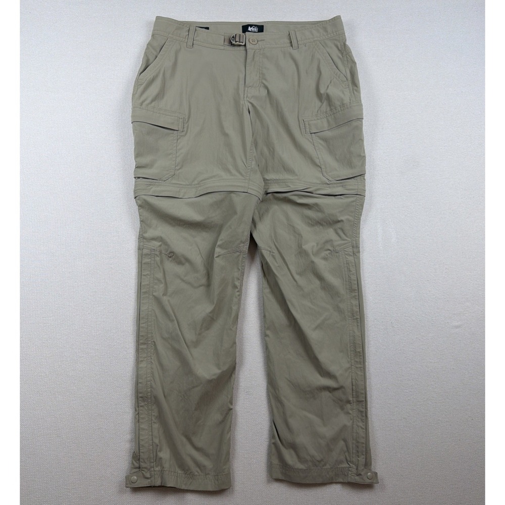 REI Co-op Sahara Convertible Hiking Pants Womens 12P Beige Relaxed Fit Zip Off